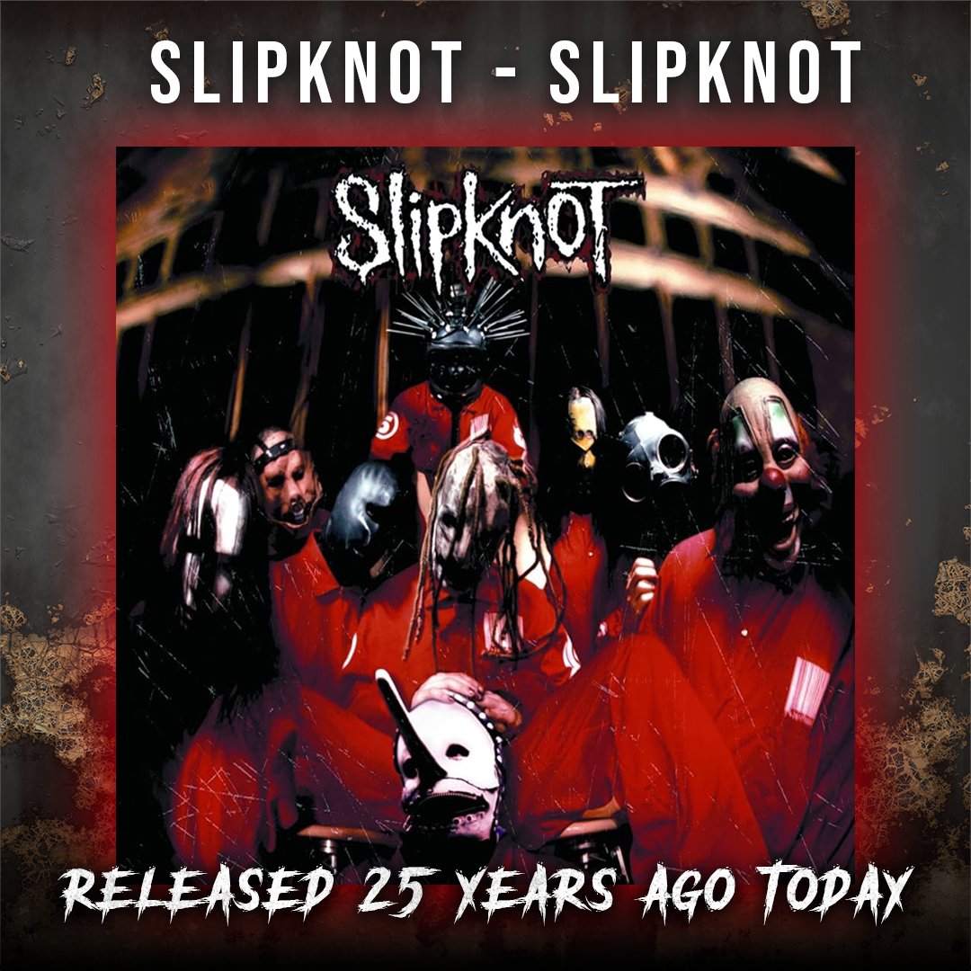metalinjection's tweet photo. Happy 25th birthday to Slipknot's landmark 1999 self-titled debut album!⁠ @slipknot https://t.co/eeFR0LA0KD
