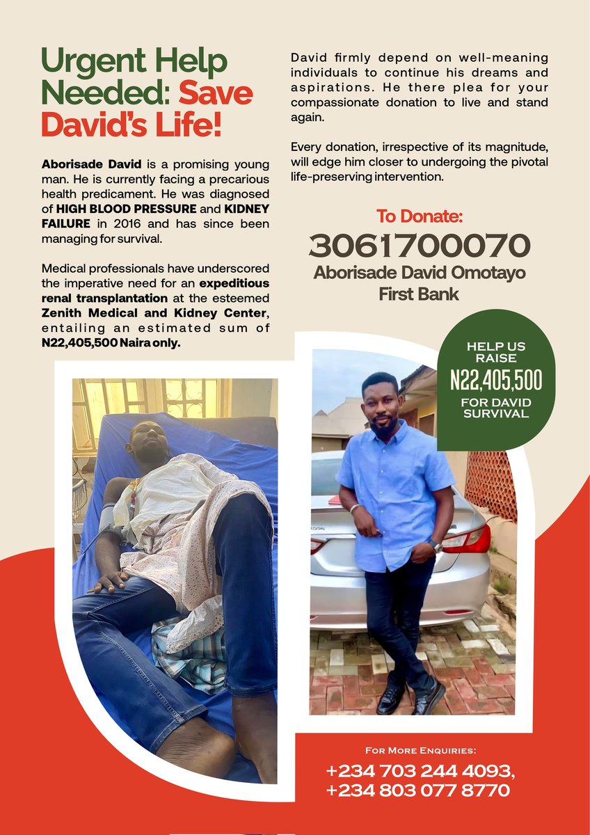 Please help save David

@UnclePamilerin <a href="/frankdonga_/">Frank Donga™</a> <a href="/DONJAZZY/">SUPREMOS 🤍🐘</a> <a href="/Olamide/">Olamidé</a> <a href="/Realtundeednut1/">TundeEdnut</a> <a href="/Wizarab10/">Sir Dickson</a> <a href="/HenshawKate/">Kate Amaka Henshaw</a>
