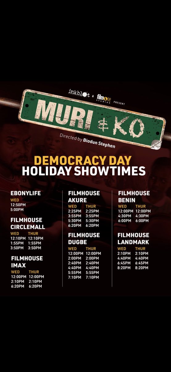 KanyinEross's tweet image. Showtimes for tomorrow!!