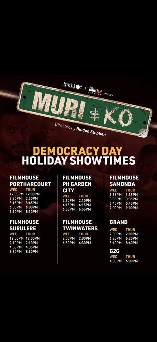 KanyinEross's tweet image. Showtimes for tomorrow!!