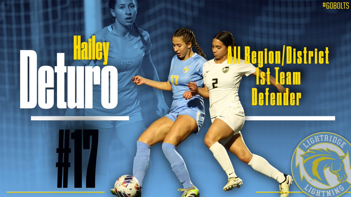 LightridgeHS_AD's tweet photo. Girls Soccer: Congrats Hailey Deturo in garnering 1st Team All Region/District Defender! Go Bolts! https://t.co/TjIhbyGeni