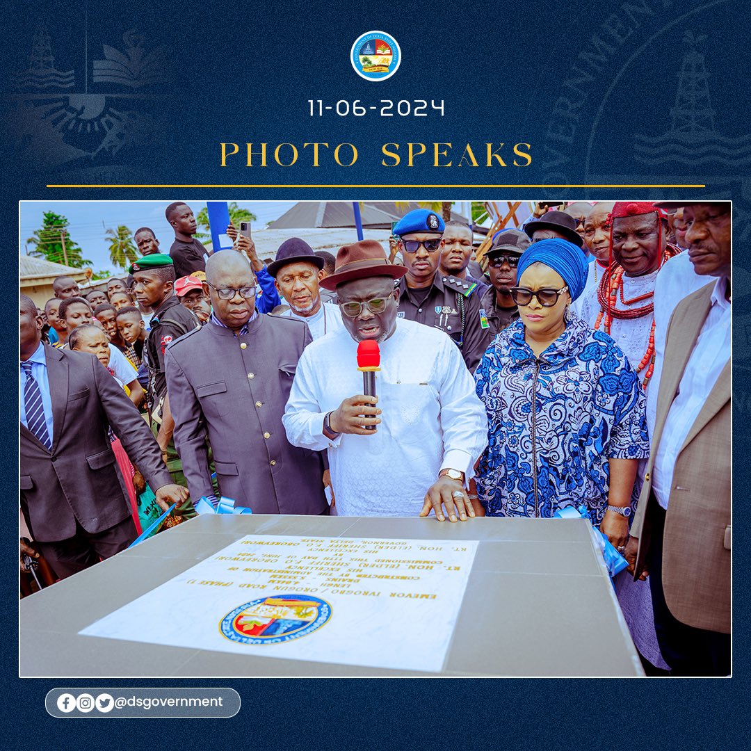 DSGovernment's tweet photo. Governor Sheriff Oborevwori officially commissioned the highly anticipated Phase 1 of the Emevor/Orogun Road project today, fulfilling his commitment to complete ongoing infrastructure projects.

Hon. Charles Aniagwu, Commissioner for Works (Rural and Riverine Roads), detailed the project's scope as follows; a 4.04-kilometre road with 5.555 kilometres of drainage and a pavement width of 10 meters. He highlighted the significant benefits, including better community infrastructure, improved flood control, and economic growth.

The newly inaugurated road is expected to enhance access to farms, villages, and neighbouring local governments, supporting the Governor's broader development agenda for the advancement of Delta State.

Additionally, Governor Oborevwori announced the disbursement of over N1 billion to the contractor responsible for the College of Health Sciences project at Delta State University of Science and Technology, Ozoro. He assured that this key project would be completed by October.

#MOREAgenda 
#BuildDelta