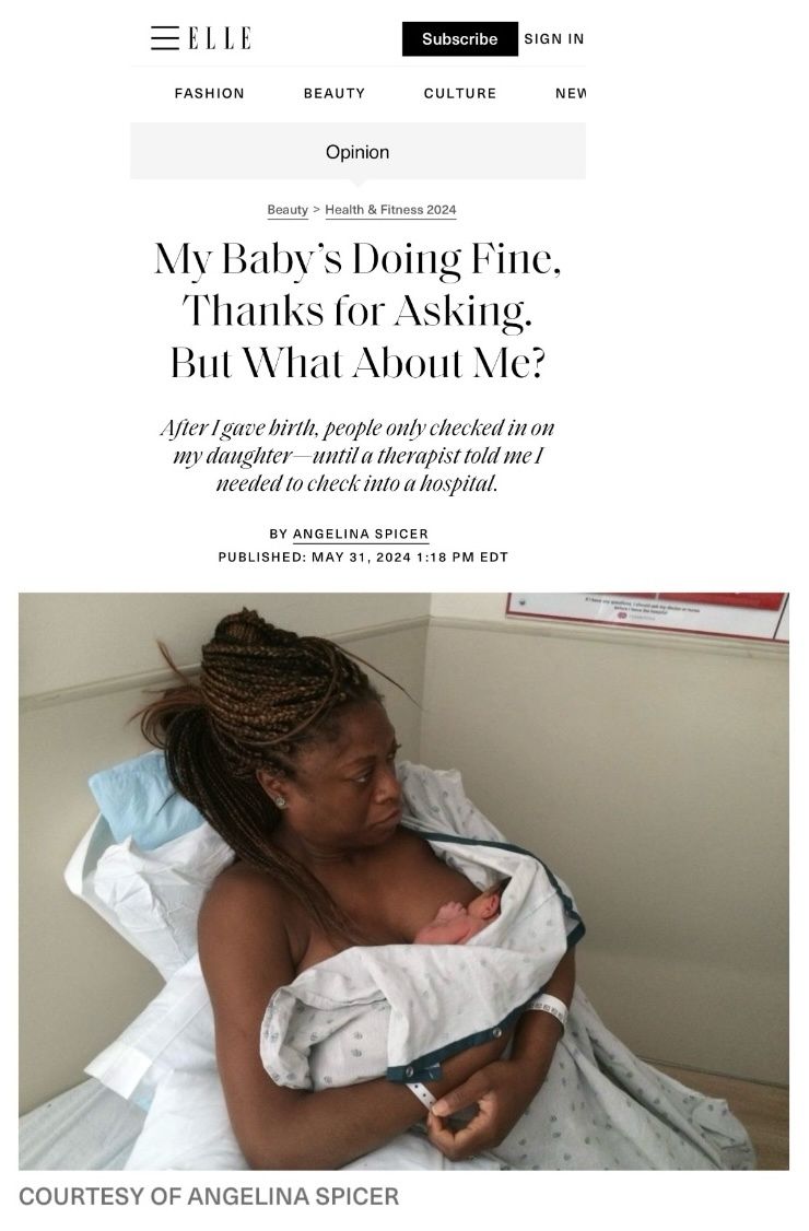 Our board member <a href="/AngelinaSpicer/">Angelina Spicer</a>  had an op-ed published in <a href="/ELLEmagazine/">ELLE Magazine (US)</a> bringing awareness to postpartum depression. Thank you for your advocacy, Angelina! Read the article: elle.com/beauty/health-…

#postpartumdepression #maternalmentalhealth