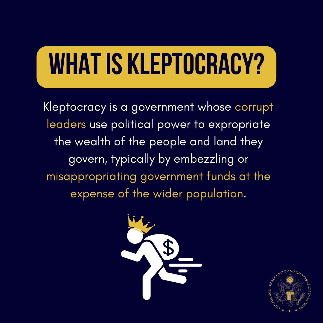 What is kleptocracy?🤔 This #CounterKleptocracyMonth, the U.S. Helsinki ...
