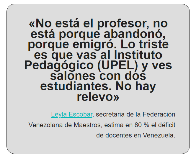 #11Jun 🫓 Nuestra #frase de hoy tiene que ver con el estado de la #educacion en #Venezuela cutt.ly/zeoWG3NL

Gracias a <a href="/AlbanyAndara/">Albany Andara</a> y <a href="/EfectoCocuyo/">Efecto Cocuyo</a> por pasar la harina para la arepa