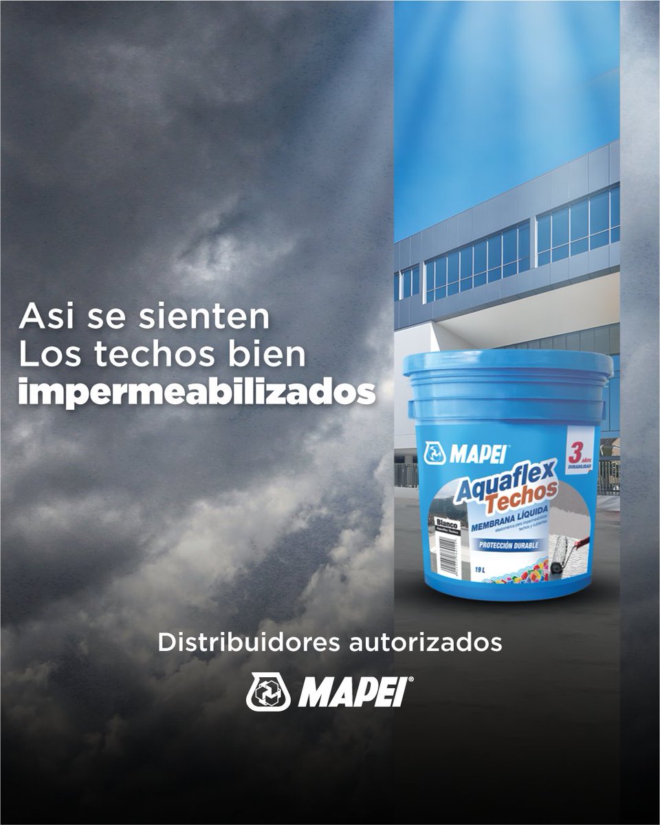 Tenemos la solución para que le des a tus techos la tranquilidad de resistir la época de lluvias con #Aquaflex, el recubrimiento acrílico impermeable para techos y cubiertas de MAPEI.

Consulta su precio y rendimiento comunicándote con nuestro equipo📲 412-0492883