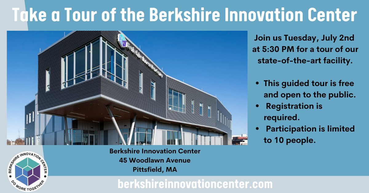 BerkInnovation's tweet photo. Join us for our next tour of the Berkshire Innovation Center.  Registration is required:  https://t.co/eM5sRkCtSX
#innovation #intheberkshires https://t.co/tz7obOuMVh