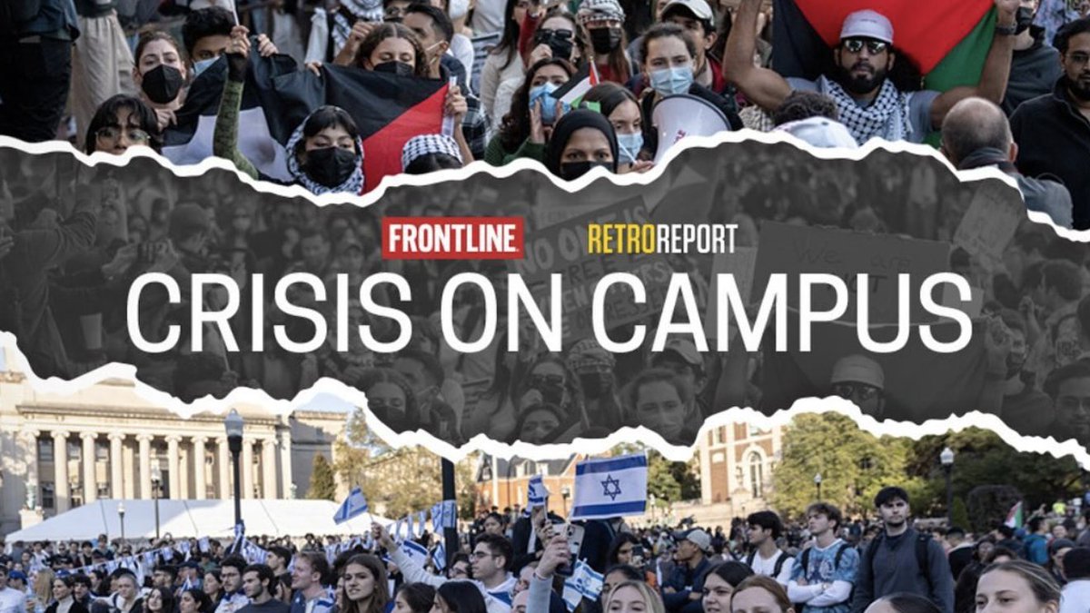 RetroReport's tweet image. “Crisis on Campus” airs TONIGHT on @PBS at 10/9c. This new film, made with @frontlinepbs, documents the inside story of the protests dividing college campuses over Israel and the war in Gaza. Learn more about the film and how to watch it here: retroreport.org/articles/the-w…