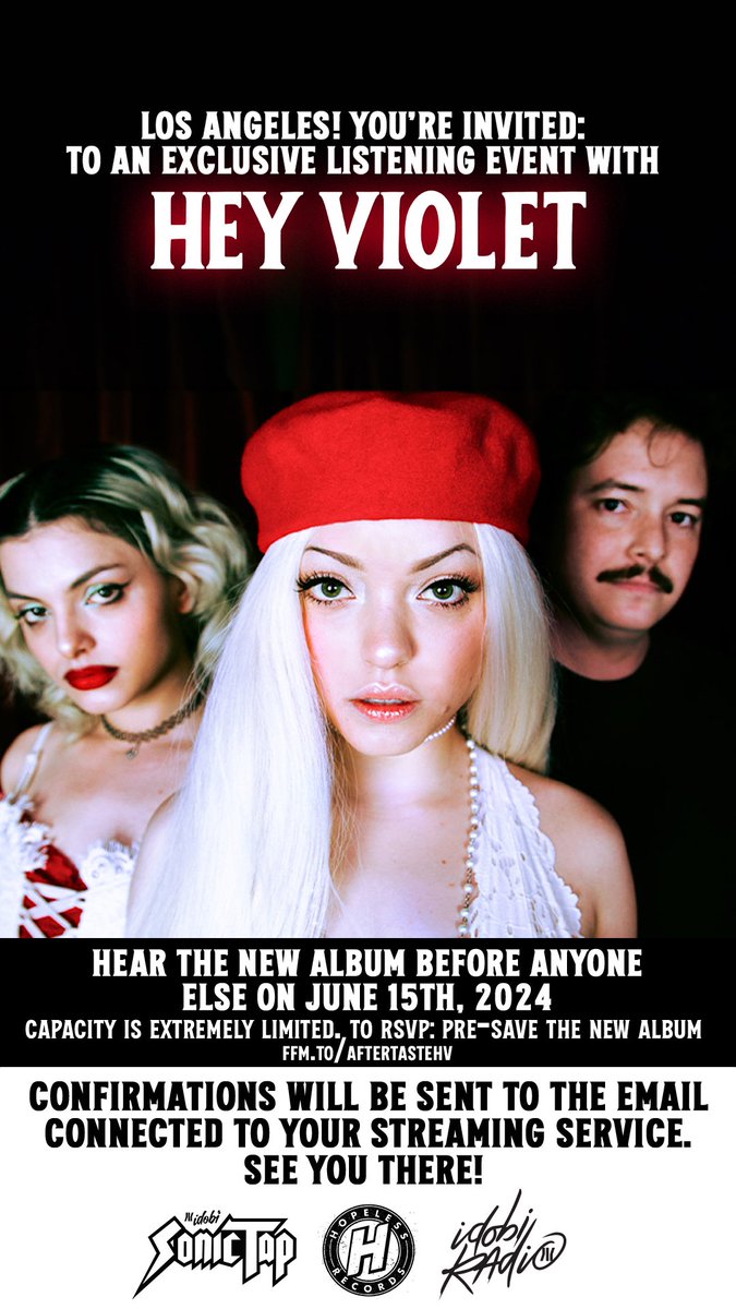 HeyViolet's tweet photo. pre-save 𝑨𝑭𝑻𝑬𝑹𝑻𝑨𝑺𝑻𝑬 to come listen to our final album on June 15th, in its entirety, with us. see you then, los angeles.

https://t.co/fawVzI4lvd https://t.co/Kserv5Z5G7