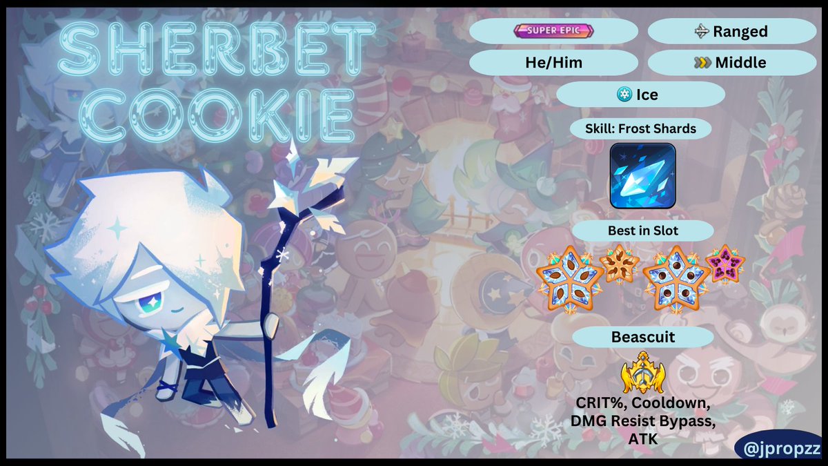 Jpropzz's tweet photo. Sherbet Cookie Guide ๐ง
#CRK #cookierunkingdom #crkguides #cookierunkingdomguides #sherbetcookie #superepiccookie #icecookie https://t.co/p96NHw8yCJ