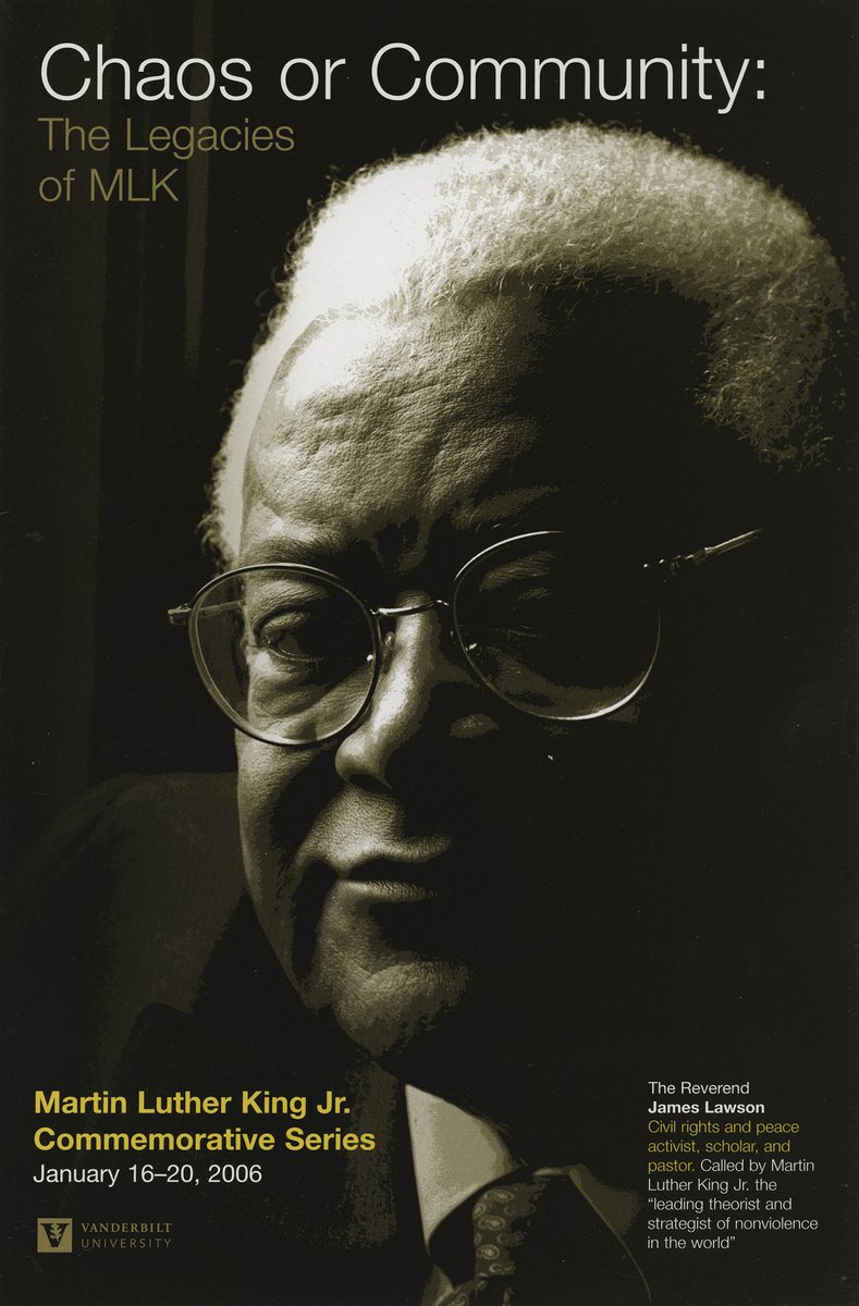 VanderbiltU's tweet photo. Lawson’s reconciliation with VU led to his being named recipient of @VUDivinity's first Distinguished Alumni/ae Award in 1996.

He returned to Vanderbilt as a Distinguished Professor, teaching from 2006 to 2009. In 2007, the James M. Lawson Jr. Chair was established in his honor. https://t.co/7r7Zkbhw6y