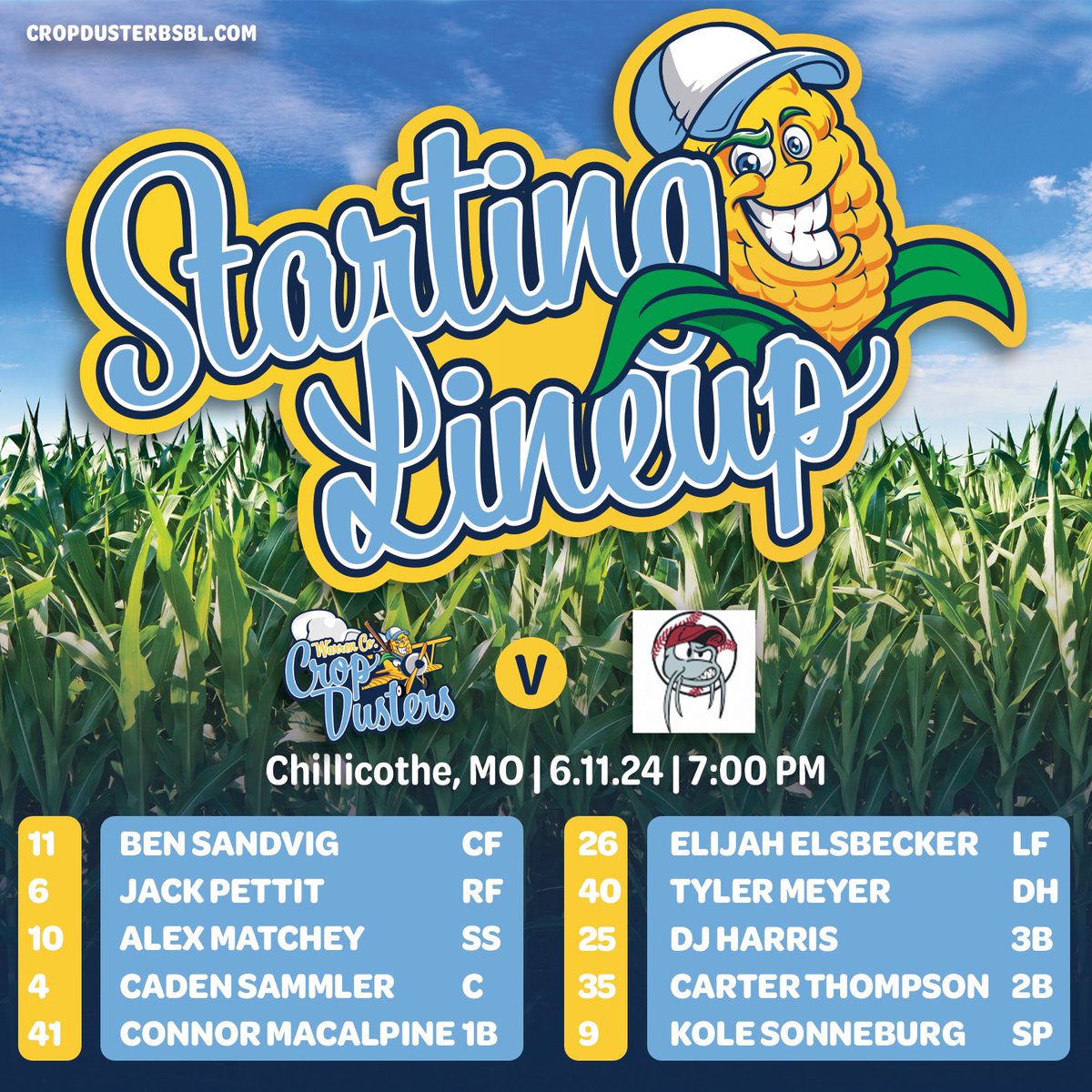 WarrenCoDusters's tweet image. The Crop Dusters🌽 take on the Chillicothe Mudcats in game 2 of the roadtrip tonight at 7pm. Check out the Dusters starting lineup and subs👀
#cropdusters #getdusted