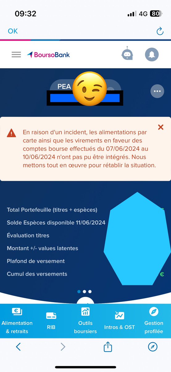 JuanPabloPinto's tweet photo. @Boursorama nous sommes d’accord que ce solde débiteur va être annulé par vos soins puisque j’ai bien provisionner mon PEA, que je n’ai aucune action à réaliser et que je n’aurai pas de frais puisque l’erreur vient de chez vous? https://t.co/fWORfvAiJq