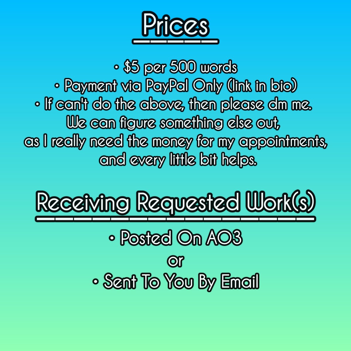 woosangroses's tweet photo. Hihi everyone!!💙 
Open for ateez writing commissions!!

Unfortunately back again on this account, but really need the money for upcoming doctor appointments that insurance can't cover. As before, still selling flower photos too.

Open thread for info on the flower photos!!🌼💙 https://t.co/TUT5EbARTl