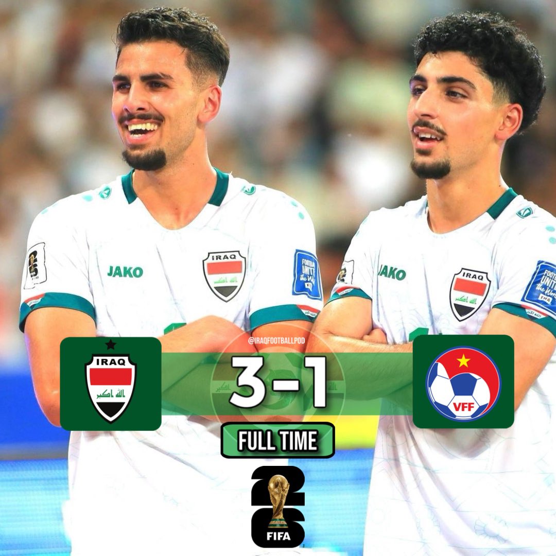 Full Time: Iraq 3-1 Vietnam 

Iraq top Group F and are through to the next round - congratulations! 🔝 

🙏 Brought To You By <a href="/Transfer_Galaxy/">Transfer Galaxy</a> 🔗💴