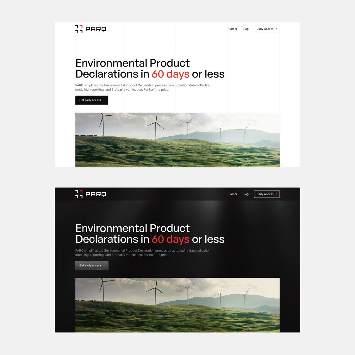 brightscoutco's tweet image. Meet Parq, the ultimate solution for manufacturers to obtain EPDs for their products.

The question now is: light or dark theme?

#graphicdesign #designsprint #website #websitedesign #artwork #webdesign #teamwork