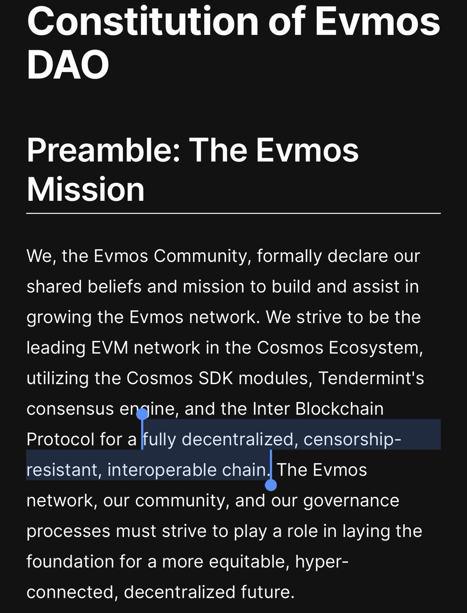 TreeCityWes's tweet photo. I bet @EvmosOrg and @notnotstorm from @paradigm
and @jessepollak and @fekunze are updating the Evmos constitution now so they can add "Unless we decide your project is spam, then we can delete your money." 

I feel for @xenvmos and everyone that participated. What's going to happen to the $coXEN users, their liquidity, their pending mints, and their token value?