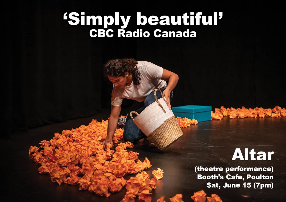 Altar by Santiago Guzman
(theatre performance)
Booths Café, Poulton-le-Fylde
Sat, Jun 15, 2024 
7pm
Tickets: ticketsource.co.uk/spot-on-festiv…

#theatre #performance #love #lgbtqia