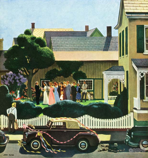 TheShopOn13thSt's tweet photo. Backyard Wedding, 1950,
By Artist John Falter, 1910-1982,
Saturday Evening Post,
June 24, 1950.
#1950s #midcentury #mid20thcentury #artists #illustrators #wedding #summer #backyardwedding https://t.co/6w234wrtw4
