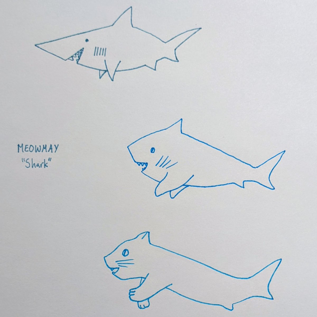 DannaStaaf's tweet photo. Another #MeowMay #InsertAnInvert2024 crossover! This is a fairy-shrimp-inspired mercat kaiju.
My family said "futuristic" made them think of hopes for humans living in greater harmony with the rest of the  world! So I drew an oil platform reclaimed as habitat. https://t.co/dErY8KGkBv