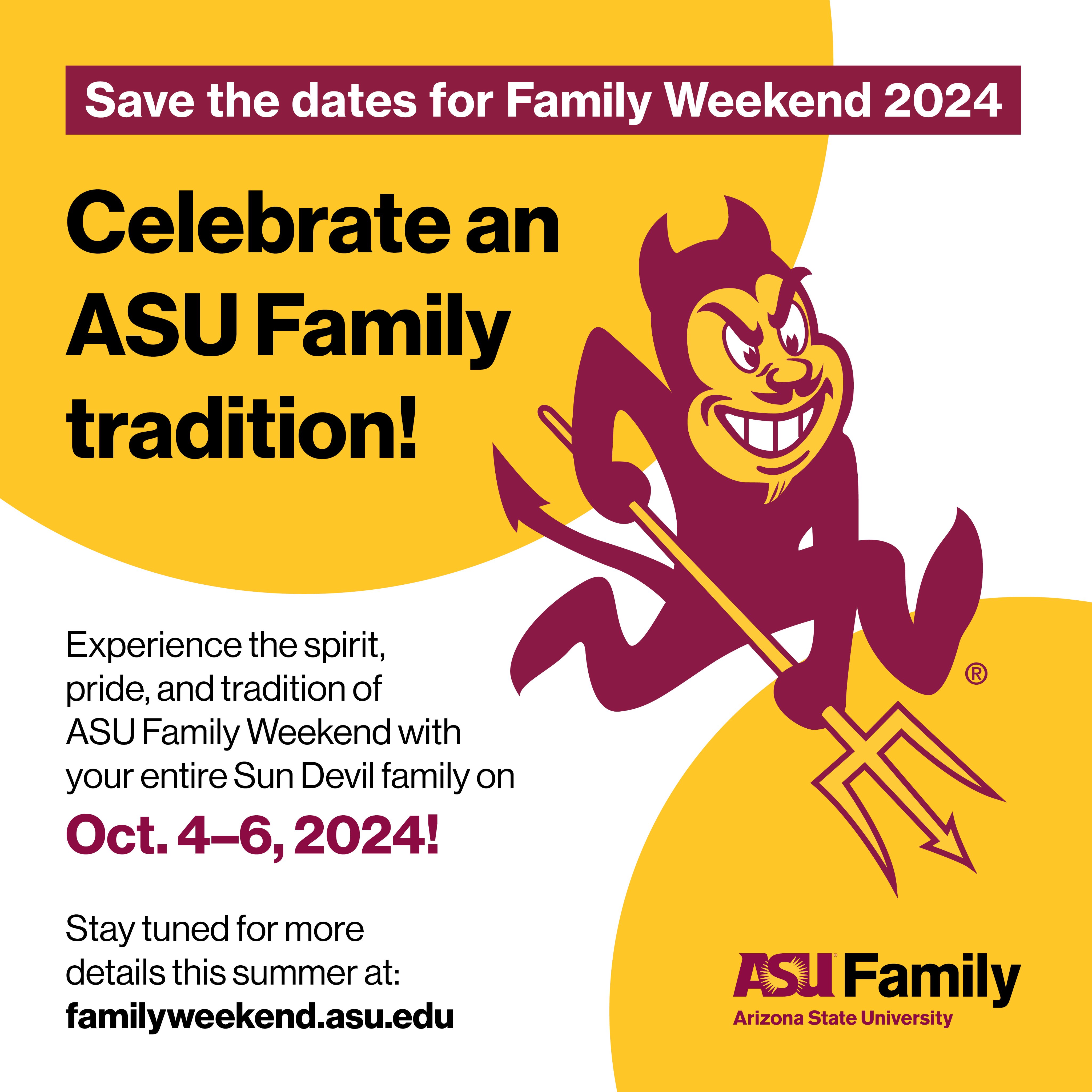 Asu Family Weekend 2025 Dates Calendar Printable Bunnie Germain