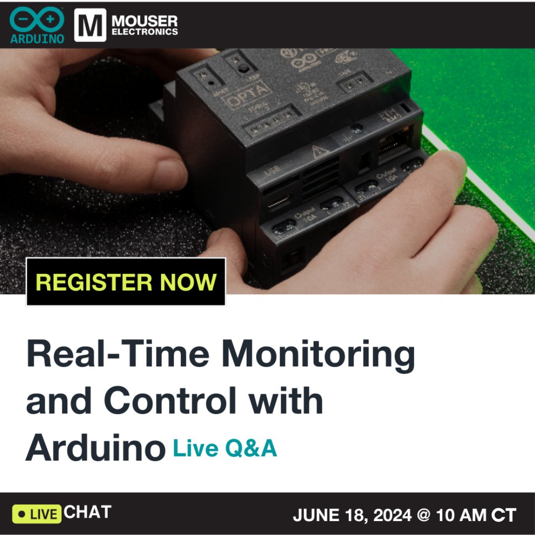 MouserElec's tweet image. Curious about Arduino Opta?

Tune in next week as representatives from @Arduino explore real-time monitoring and control with a live demo and interactive Q&amp;amp;A session!  

Learn more and register here: us02web.zoom.us/webinar/regist…
#ArduinoOpta