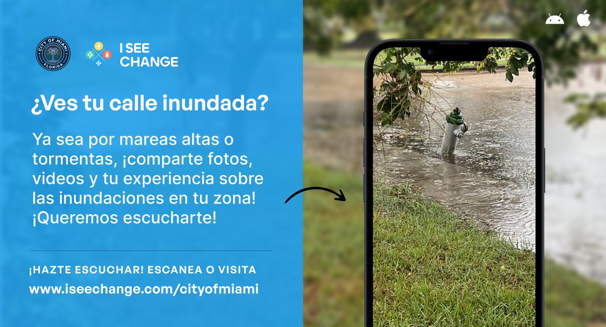 City of Miami (@cityofmiami) on Twitter photo #CityofMiami Si estás lidiando con inundaciones de esta tormenta, repórtalo en ISeeChange.org, la herramienta oficial de reporte de inundaciones comunitarias para <a href="/CityofMiami/">City of Miami</a>. Estarías ayudándonos a identificar vecindarios en necesidad de reparaciones por inundaciones. #CityofMiami Si estás lidiando con inundaciones de esta tormenta, repórtalo en ISeeChange.org, la herramienta oficial de reporte de inundaciones comunitarias para <a href="/CityofMiami/">City of Miami</a>. Estarías ayudándonos a identificar vecindarios en necesidad de reparaciones por inundaciones.