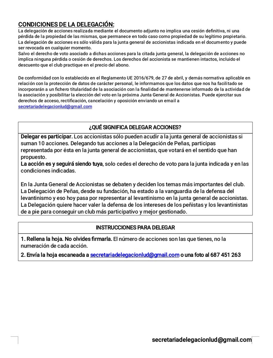 Les penyes hem decidit que <a href="/DelegacioPenyes/">Delegació de Penyes LUD</a> ha d’estar present en la Junta General d'Accionistes

-Estem en un moment històric on el llevantinisme ha d’involucrar-se més

-Sol•liciten la delegació d'accions a aquell que vullga que defensem els drets dels aficionats

Es #araomai