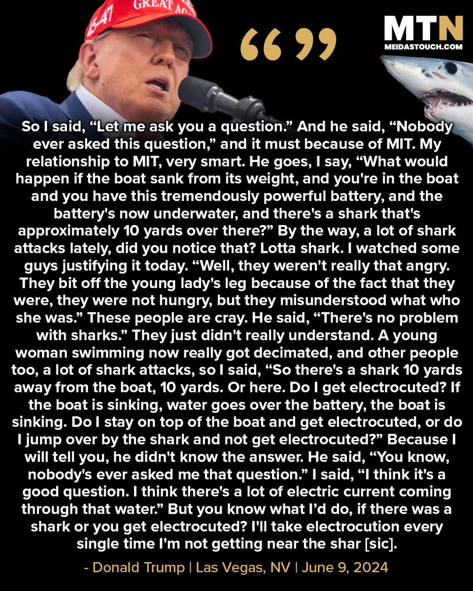 This is an actual transcript from Donald Trump's speech in Las Vegas on June 9, 2024.