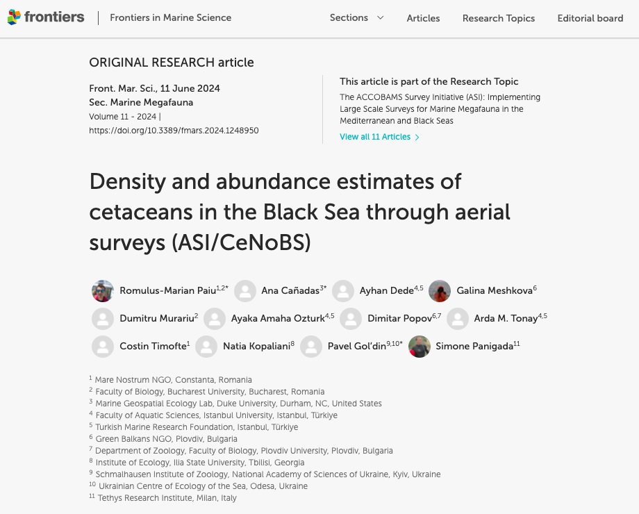 CeNoBS's tweet photo. Density and abundance estimates of cetaceans in the Black Sea: The results of the ASI/CeNoBS aerial survey now published as a journal publication.
The full paper (open access) can be found here: https://t.co/c4zayJGEDg
#ACCOBAMS #MareNostrum #DGEnvironment https://t.co/PT6UExnS7o