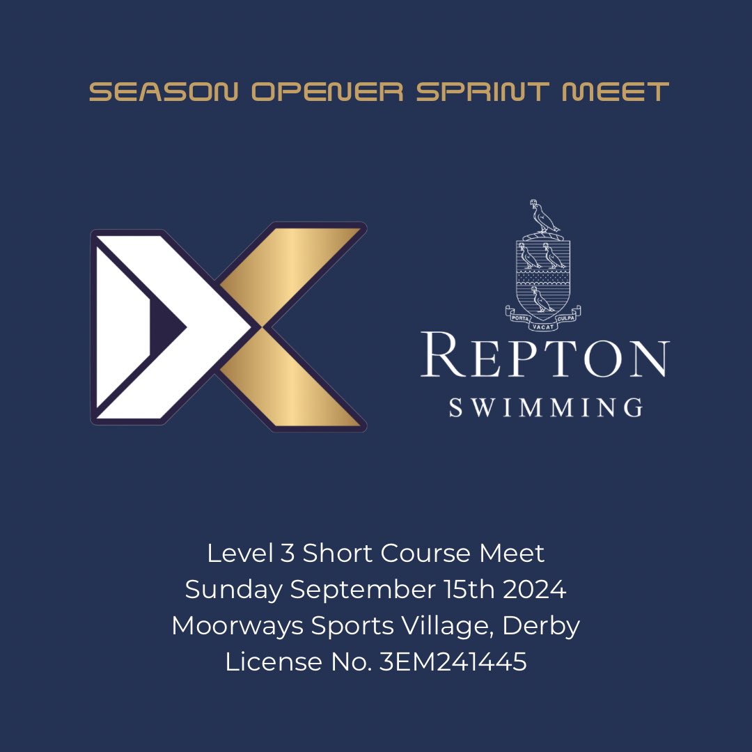 🤝 We are proud to collaborate with <a href="/DerbyExcelPerf/">Derby Excel SC - Performance</a> to provide an opportunity for swimmers, with our 𝐒𝐞𝐚𝐬𝐨𝐧 𝐎𝐩𝐞𝐧𝐞𝐫 𝐒𝐩𝐫𝐢𝐧𝐭 𝐌𝐞𝐞𝐭⚡️
⁣
💥More information will be out on our websites soon. We are looking forward to seeing you there!💨⁣
⁣
#ReptonSwiming #DX