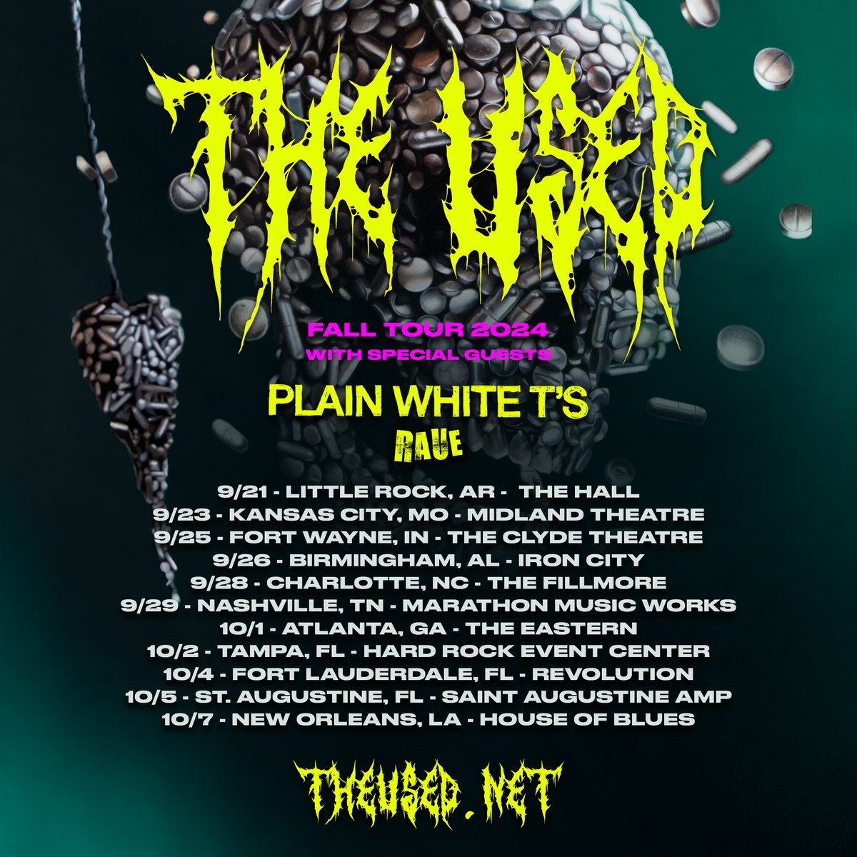 RaueMusic's tweet photo. so unbelievably honored to be announcing that we’re supporting @WeAreTheUsed and @plainwhitets THIS FALL!!!! absolutely HUGE!! cant wait to meet so many new faces and hopefully catch some of you guys out there too :,,). 🖤📿 tickets on sale friday!! https://t.co/tLYRTWaCTk