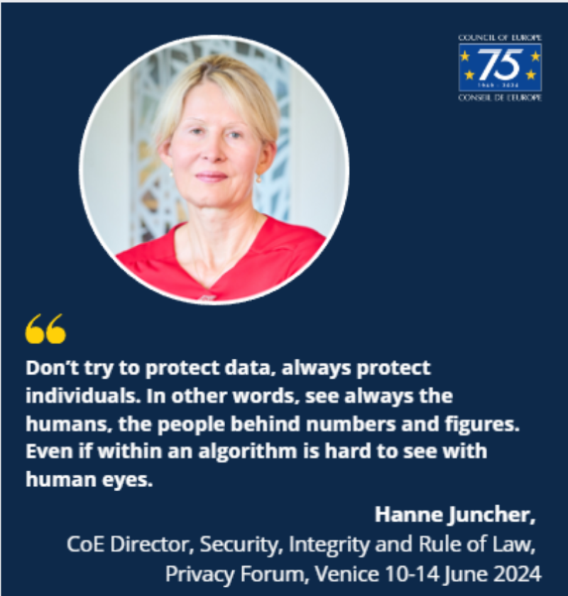 CoE_RuleofLaw's tweet photo. The Privacy Symposium 2024 is taking place in #Venice 🇮🇹 (10-14 June 2024).

Hanne Juncher, @CoE Director of Security, Integrity and Rule of Law, outlined the priority challenges for #DataProtection and compliance in an interview just before the event.

@PrivSymposium