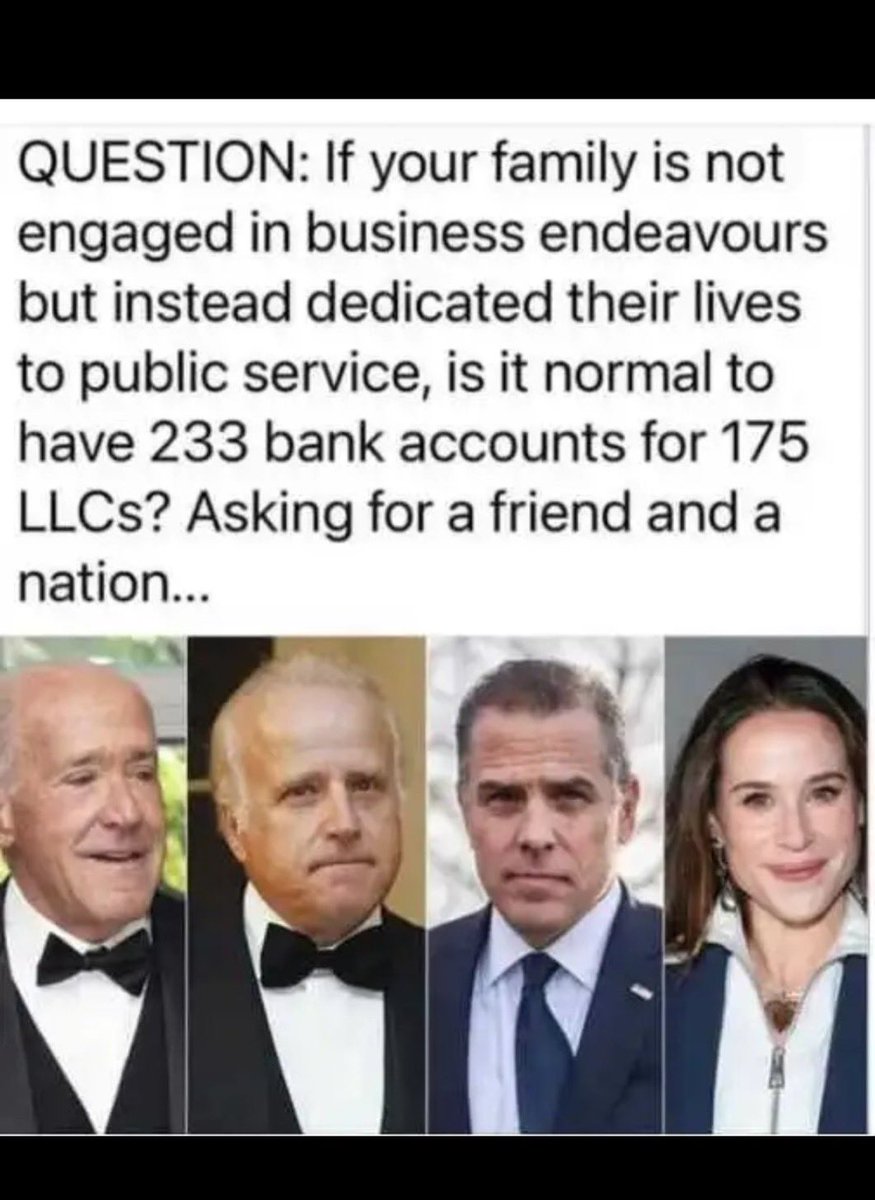 <a href="/SpeakerJohnson/">Speaker Mike Johnson</a> So when do the #TREASONTRIALS start for the rest of the Biden crime family?