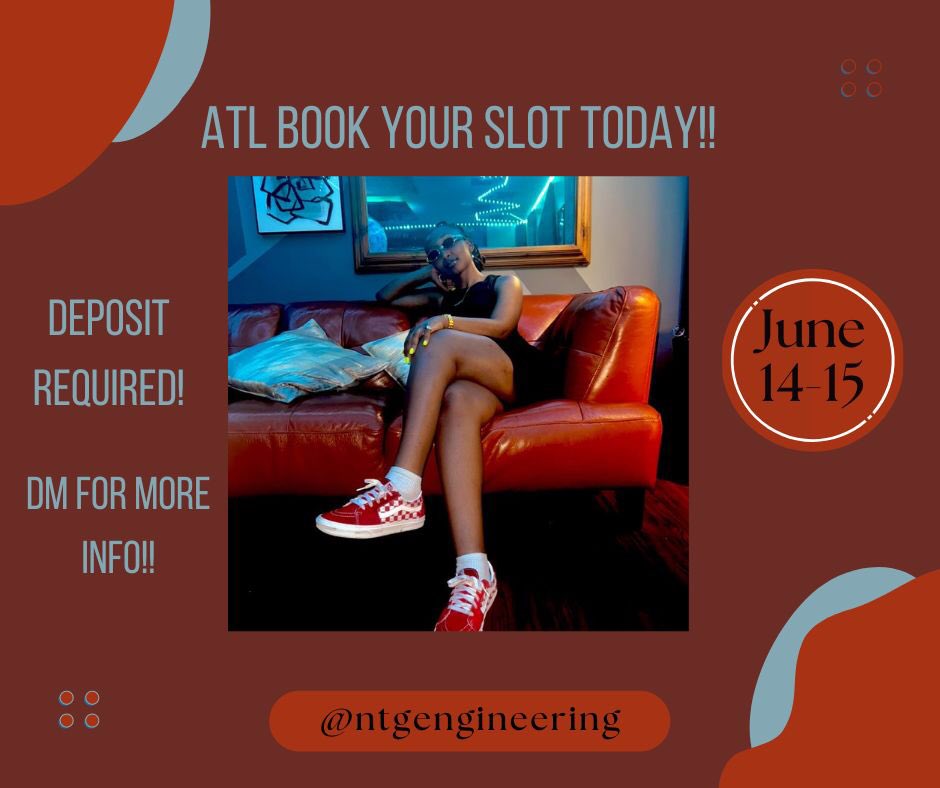 nancithegreat's tweet image. ATL IM BACK IN THE CITY THIS WEEKEND !! IF YOU NEED STUDIO TIME DM ME !! FRIDAY AND SATURDAY HAVE OPEN SLOTS! HAVR DEPOSIT READY!! IM GOING FROM THE AIRPORT TO THE STUUU ! #ntgengineering