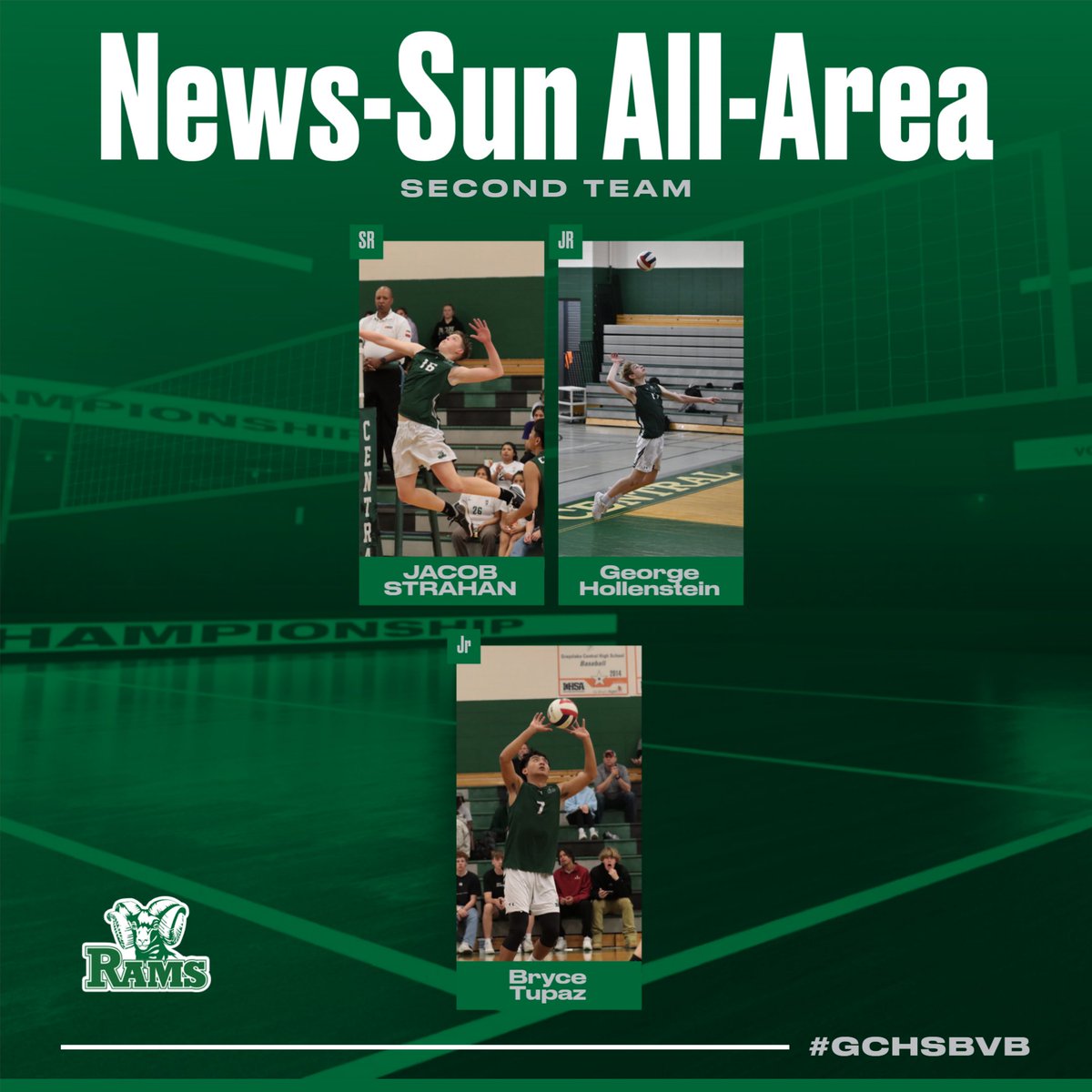 Congrats to Jacob Strahan, George Hollenstein, and Bryce Tupaz for being named to the Lake County News-Sun All-Area Second Team.

<a href="/LCNewsSunSport/">News-Sun Sports</a> and <a href="/IFAPrince1/">Isi Frank Ativie</a>  Thank you for the coverage of volleyball in Lake County