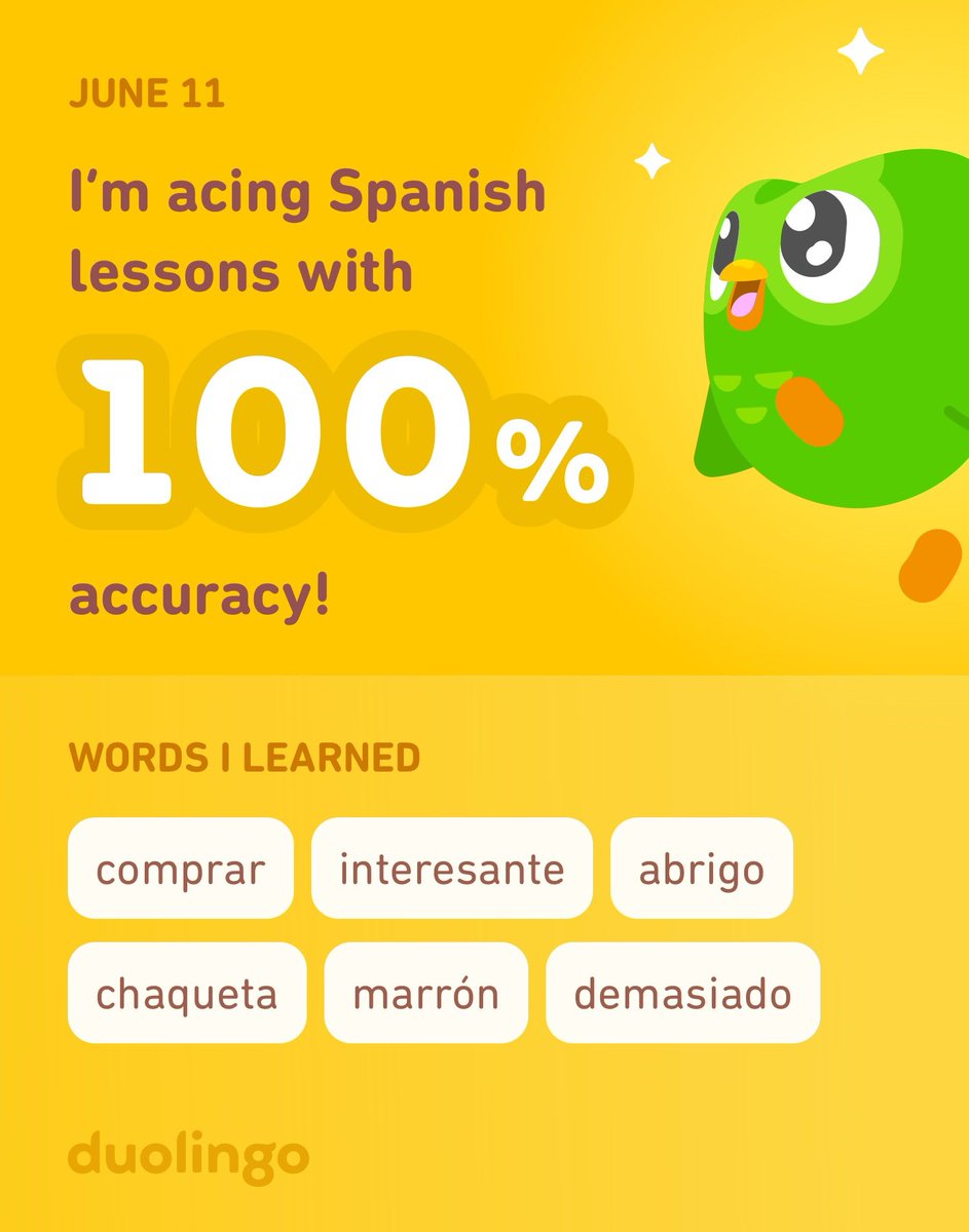 I’m learning Spanish on Duolingo! It’s free, fun, and effective.