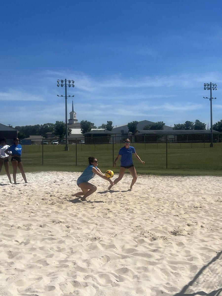 Fun practice playing beach volleyball today!