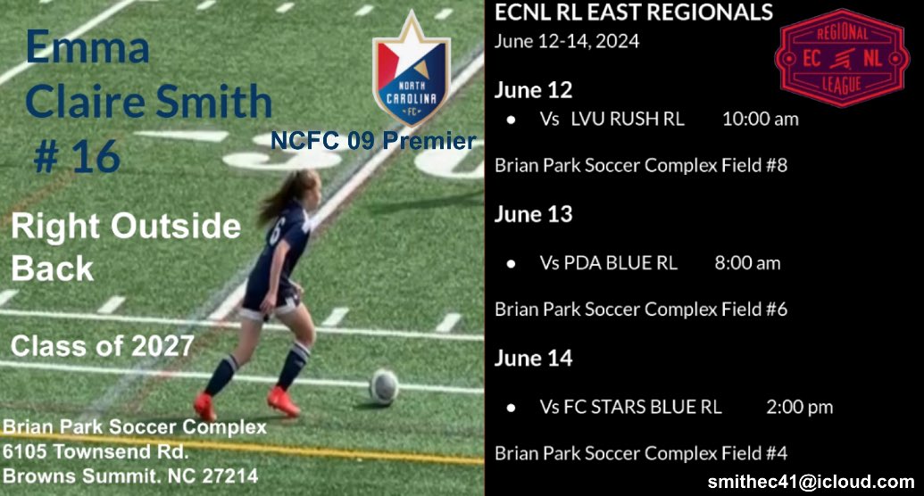 Emma Claire Smith (2027) (@_smith_emma) on Twitter photo It starts tomorrow, I’m super excited to get to play in the East Regional Playoffs. Let’s go!! <a href="/NCFC_ECNLGirls/">NCFC ECNL Girls</a> <a href="/NCFC_Youth/">NCFC Youth</a> <a href="/USYouthSoccer/">US Youth Soccer</a> <a href="/ImCollegeSoccer/">College Soccer Truth ™</a> <a href="/ECNLgirls/">ECNL Girls</a> <a href="/TopDrawerSoccer/">TopDrawerSoccer</a> It starts tomorrow, I’m super excited to get to play in the East Regional Playoffs. Let’s go!! <a href="/NCFC_ECNLGirls/">NCFC ECNL Girls</a> <a href="/NCFC_Youth/">NCFC Youth</a> <a href="/USYouthSoccer/">US Youth Soccer</a> <a href="/ImCollegeSoccer/">College Soccer Truth ™</a> <a href="/ECNLgirls/">ECNL Girls</a> <a href="/TopDrawerSoccer/">TopDrawerSoccer</a>