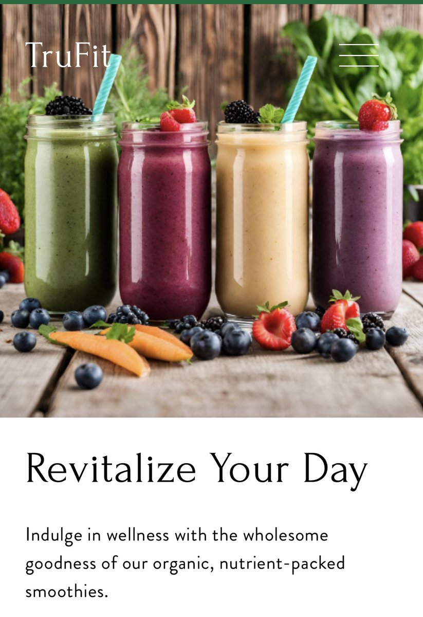 Organically grown &amp; sustainably sourced ingredients to provide you with a delicious and nutritious experience. From revitalizing green smoothies to fruity favorites, our menu is designed to cater to your health and wellness needs. TruFitCafe.com
