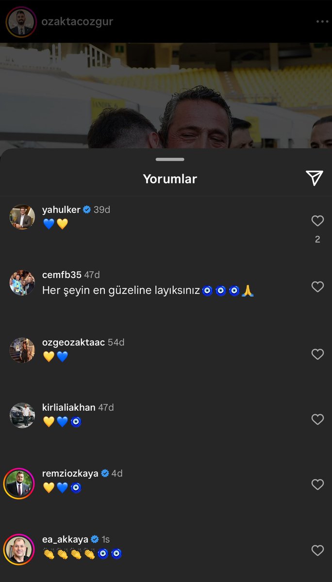 Yöneticimiz <a href="/OzaktacOzgur/">Özgür Özaktaç</a>’ın duygu dolu paylaşımına Yahya Ülker’den 💛💙 destek! 🙌