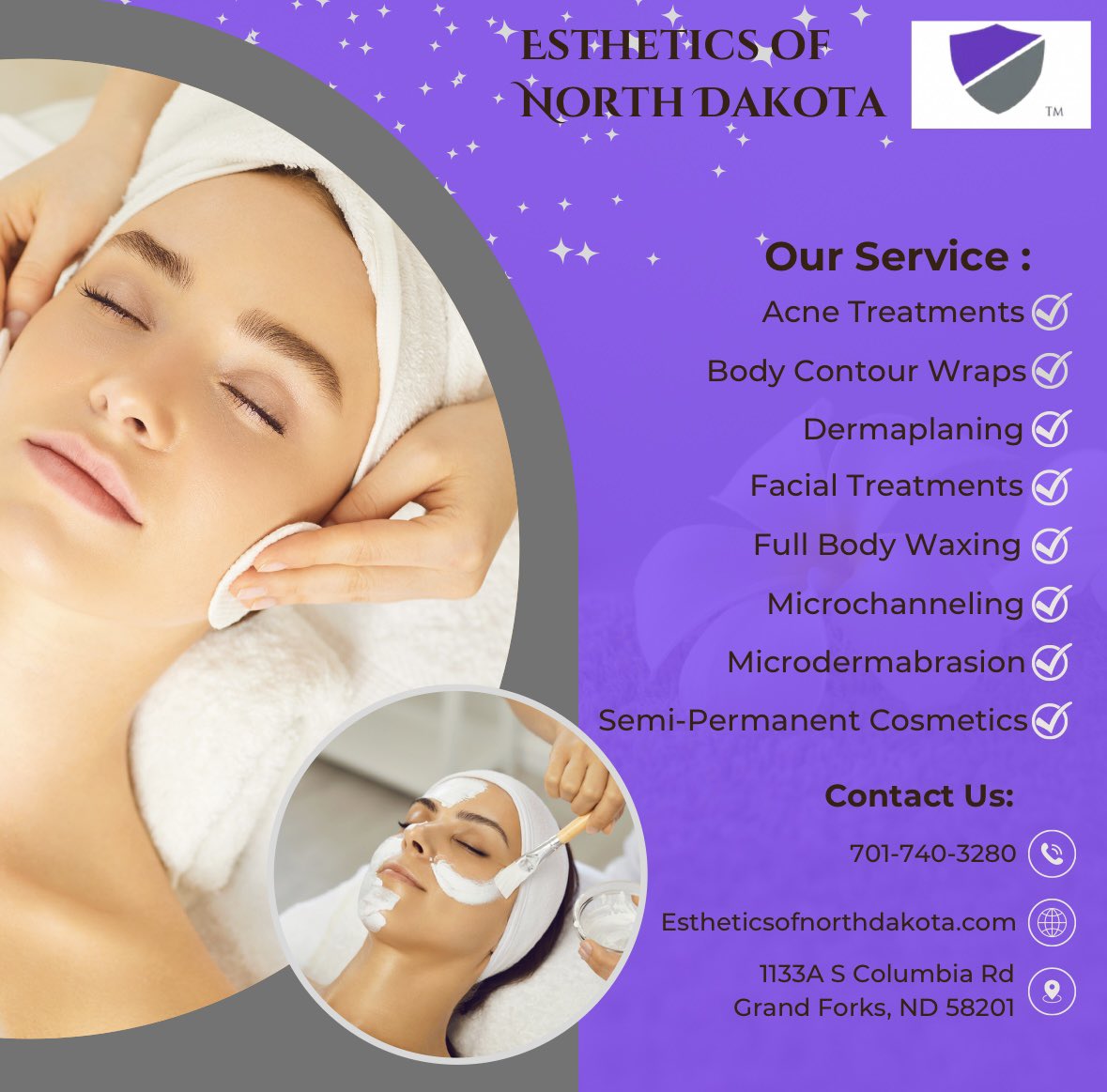 estheticsofnd's tweet photo. Are you looking to try a new esthetic treatment? Check out what Esthetics of North Dakota has to offer! We are here to help you stay skin healthy!

Call today to book your Appointment 💜 
(701) 740-3280

#HealthySkin #ArmouredCosmetics #EstheticsofNorthDakota #skincareroutine https://t.co/O0aY4AF7GD