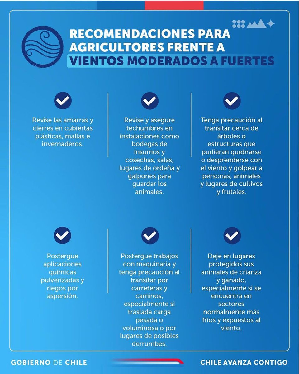 Atención #AgriculturaFamiliarCampesina e Indígena👨‍🌾👩‍🌾

Ante el evento meteorológico pronosticado para la #RegiónDeCoquimbo, compartimos con ustedes las siguientes gráficas con recomendaciones frente a lluvias 🌧️ y viento 🌬️
