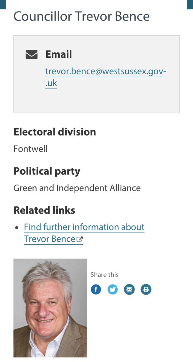 Lifelong conservative Councillor Trevor Bence has left the Conservatives is this the start of the Conservative collapse in West Sussex <a href="/BBCSouthNews/">BBC Hampshire & Isle of Wight</a> <a href="/BBCSussex/">BBC Sussex</a> <a href="/itvmeridian/">ITV News Meridian</a> <a href="/wscountytimes/">West Sussex County Times</a> <a href="/LhamptonGazette/">L'hampton Gazette</a> <a href="/brightonargus/">Brighton Argus</a>