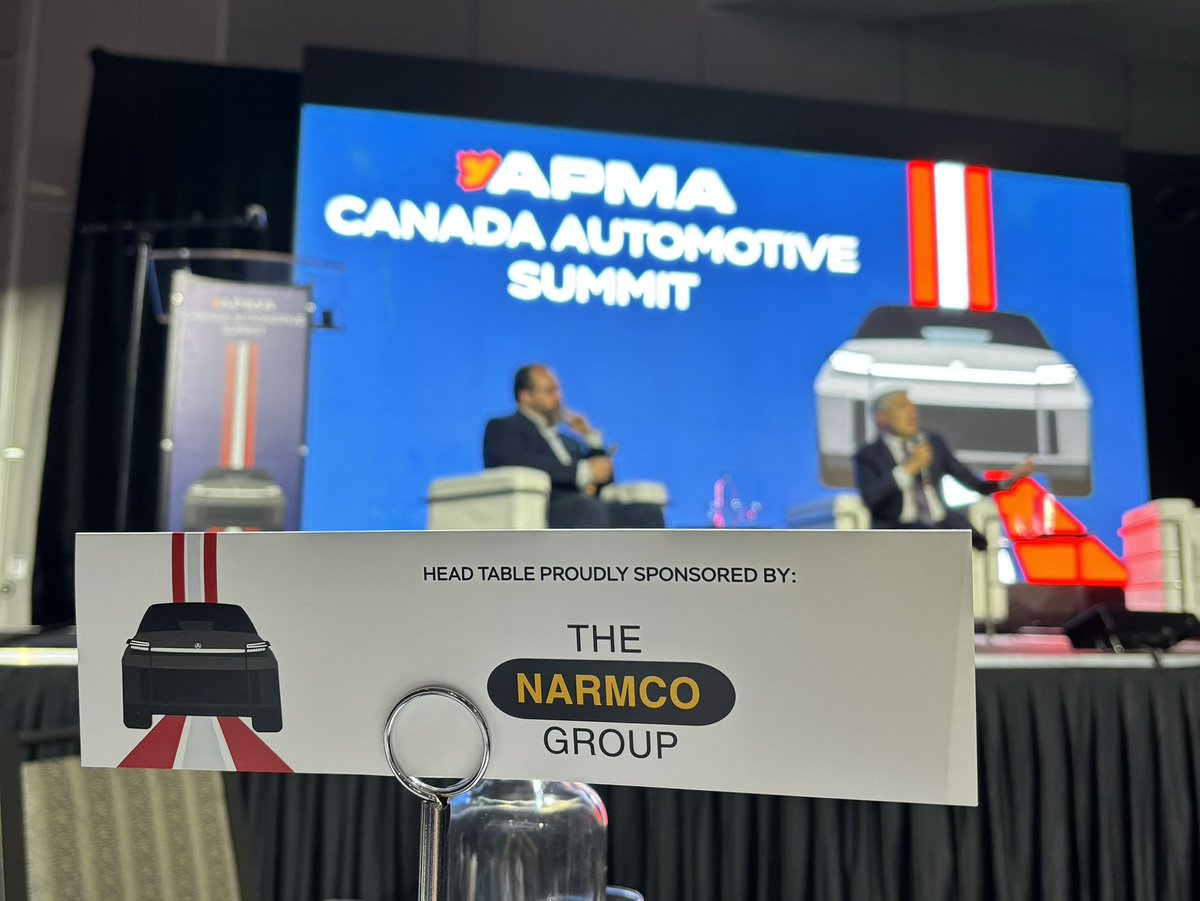 APMACanada's tweet photo. Thank you to The Narmco Group for sponsoring the head table at the #APMAsummit. The Narmco Group, one of APMA’s longest members, is a prominent Canadian manufacturer specializing in automotive components and assemblies. https://t.co/iykc8obWYB