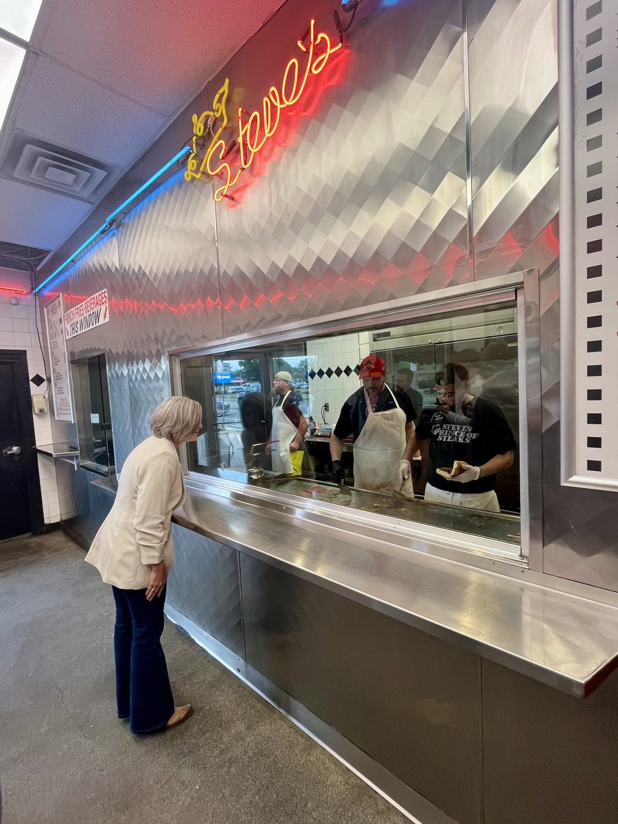 joniernst's tweet photo. Hitting a Philly favorite lunch spot with @DaveMcCormickPA before getting back on the road to visit with Pennsylvanians! #OnToTheNextStop https://t.co/VhItlwvgPL