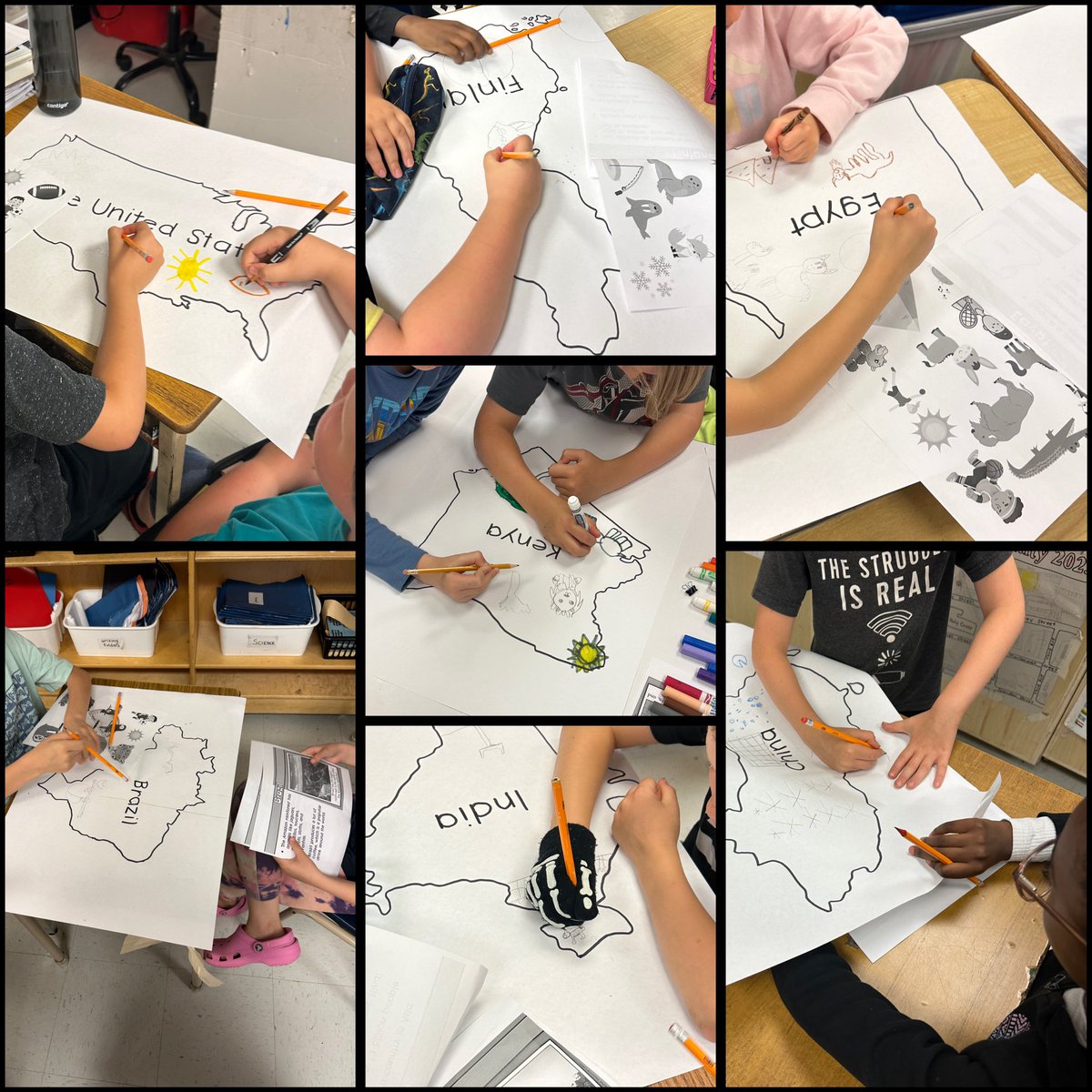 MrsAEGrant's tweet photo. The grade 2/3 class at @hcbrantford explored some different countries yesterday. They worked in pairs to filled out country maps with pictures to describe their climate, wildlife, recreation and special features. Keep up the great work! https://t.co/pk5n9ywlH6