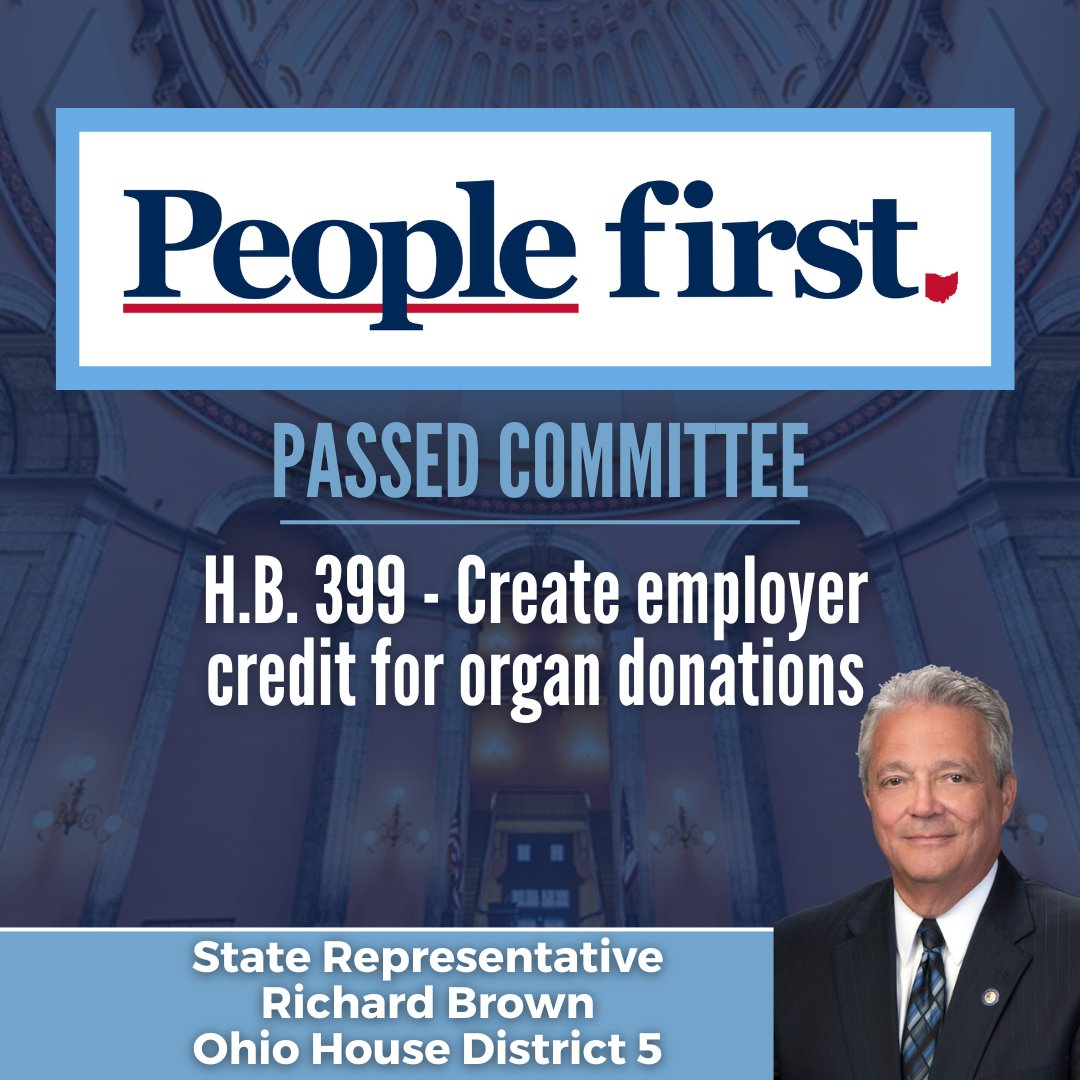 I'm pleased to announce that my bill, HB 399, was passed out of the Ways &amp; Means Committee today! This legislation would alleviate financial burdens on living organ donors and incentivize employers to offer paid leave to donors, thus encouraging organ donations and saving lives.