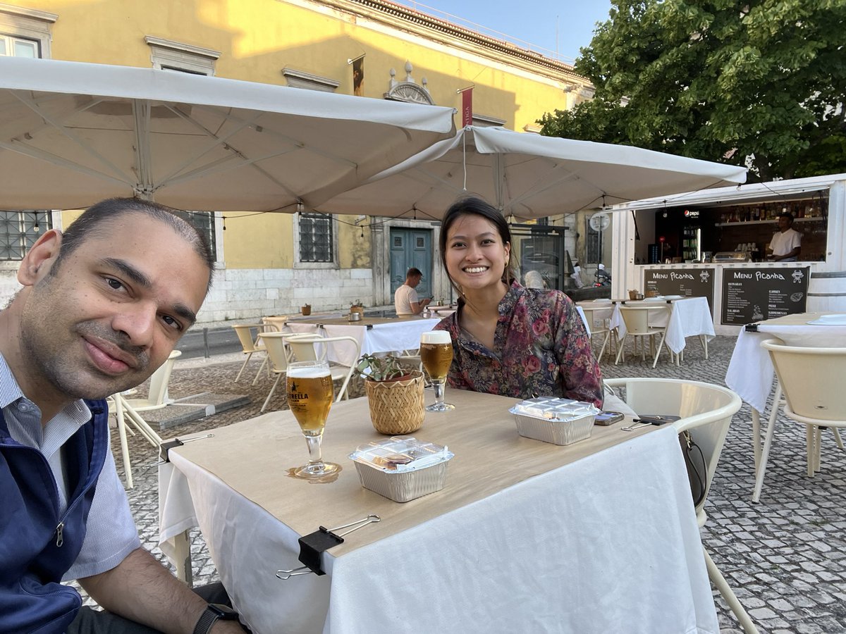 PSLRutgers's tweet photo. Some fantastic weather and al fresco dining at the ECOMASS conference in Lisbon, Portugal. Great meeting some of the RCPE scientists from Graz, Austria. Look forward to the next one in Munich Germany. https://t.co/OG9yelvxBI