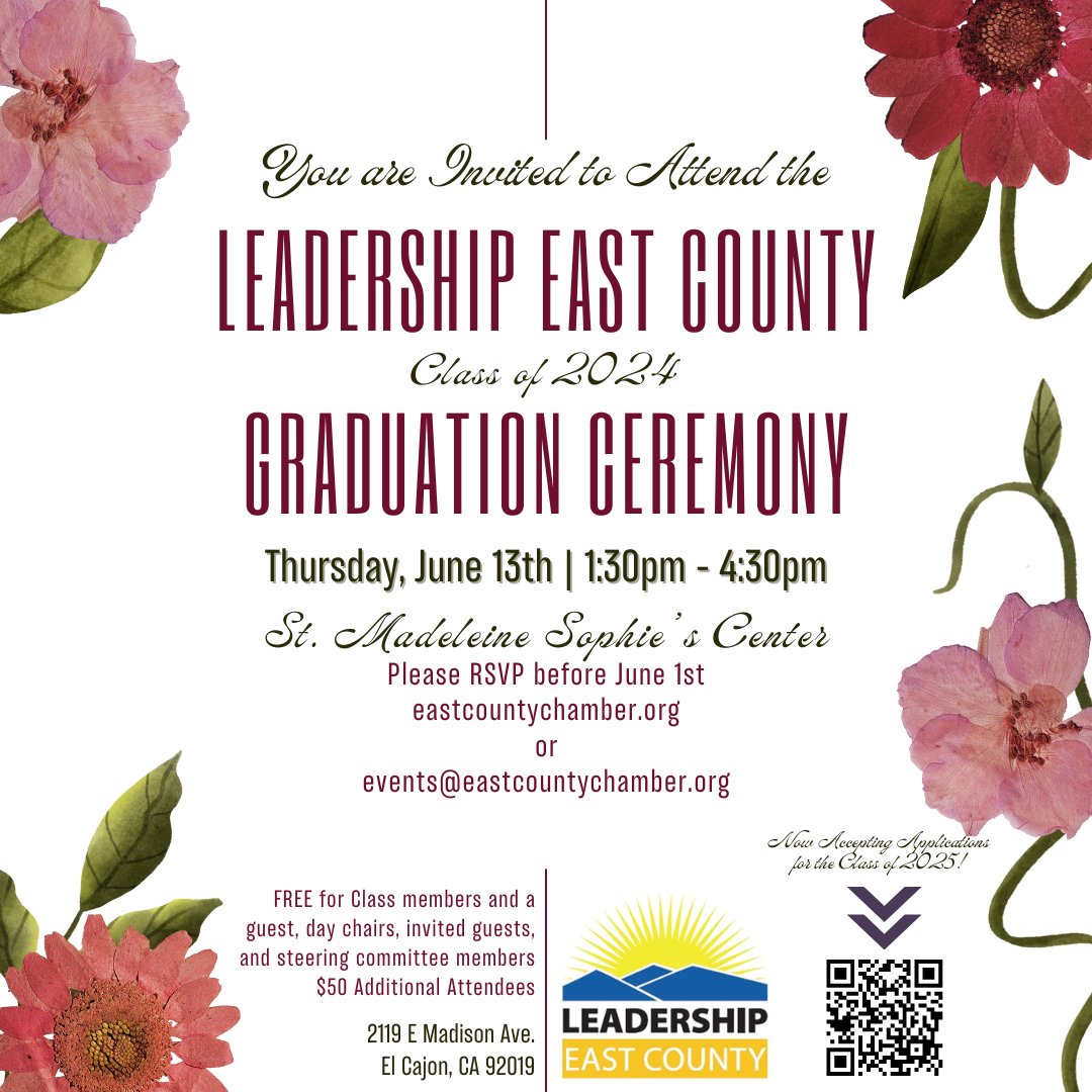 sdeccc's tweet image. Join us at #StMadeleineSophiesCenter #STMSC this Thursday and support the #LeadershipEastCounty graduating #Classof2024 become 'the best class' - iykyk